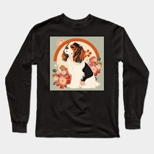 70s Japanese Spaniel Vibes: Pastel Pup Parade Long Sleeve T-Shirt